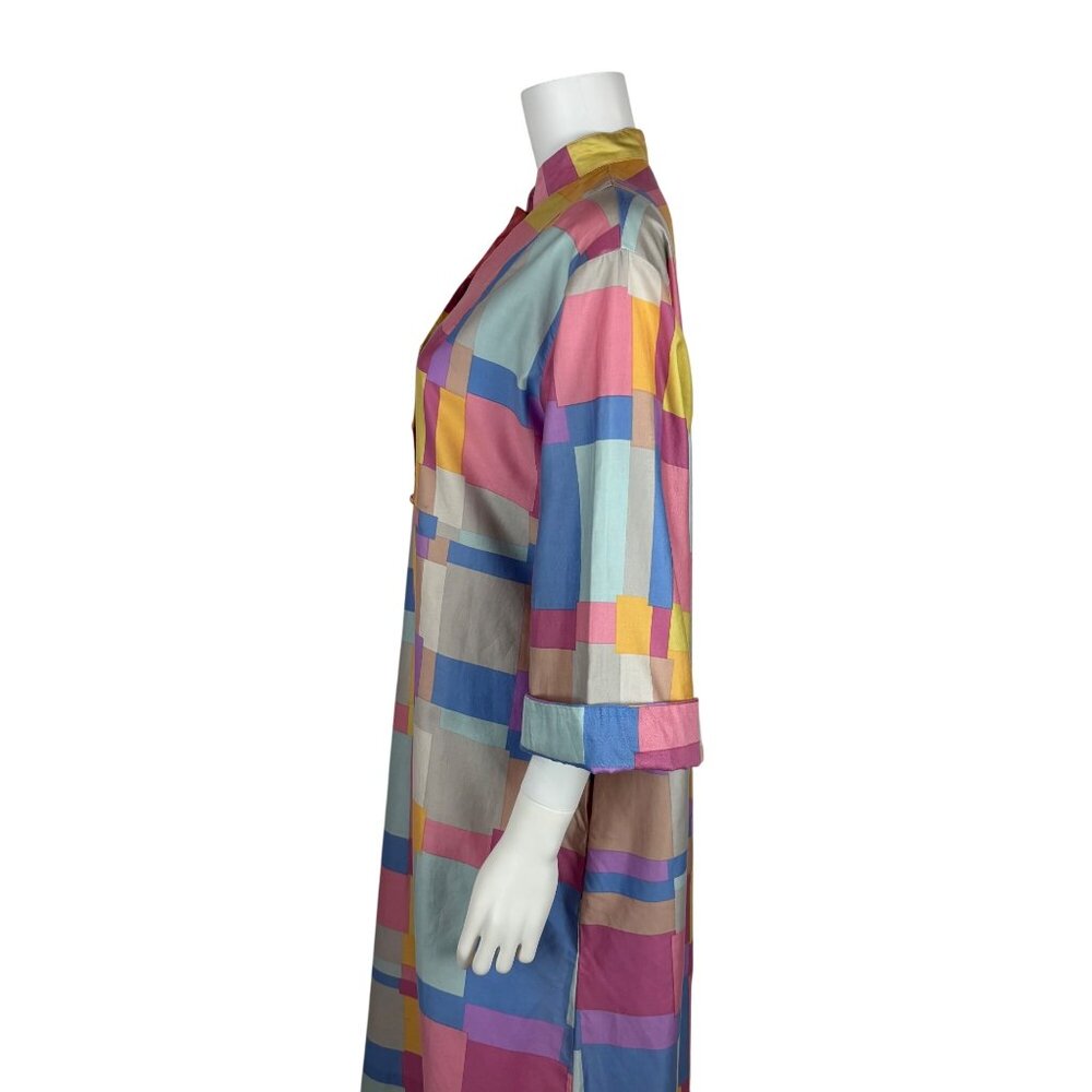 Vintage 70s Colorblock Dress Womens XL Pastel Artsy Forever Catherine Ogust - Picture 10 of 14